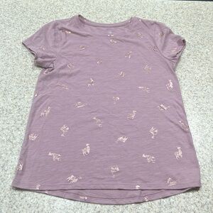 🌖SO girls size 8 medium purple with rose gold llamas short sleeve shirt